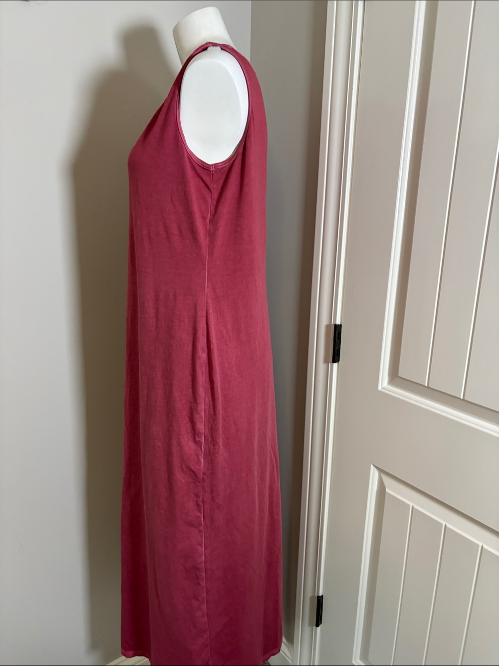 Peruvian Connection Pink Vintage Wash Tank Maxi Dress Pima Cotton Crewneck Sz L - Picture 4 of 8